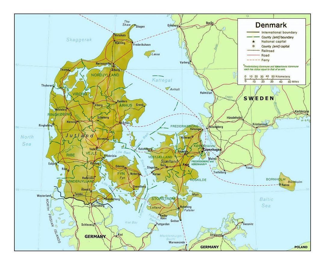 地图丹麦kommune