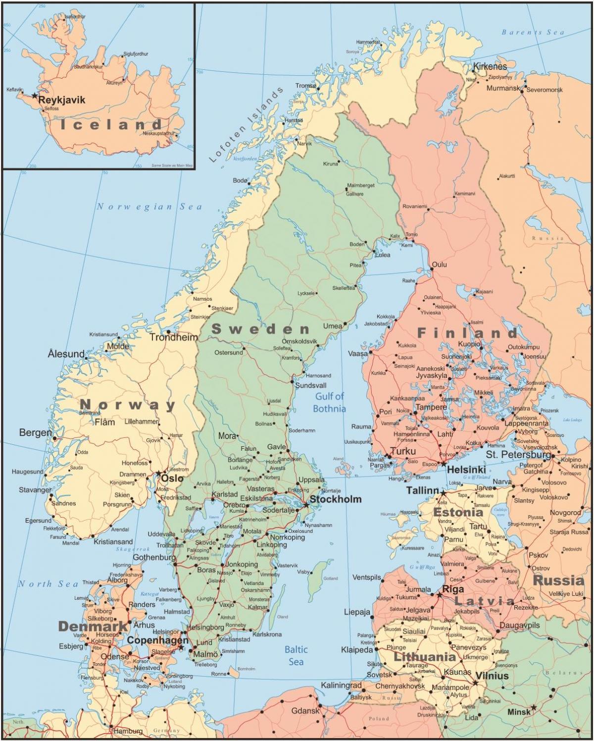 地图丹麦和周边国家