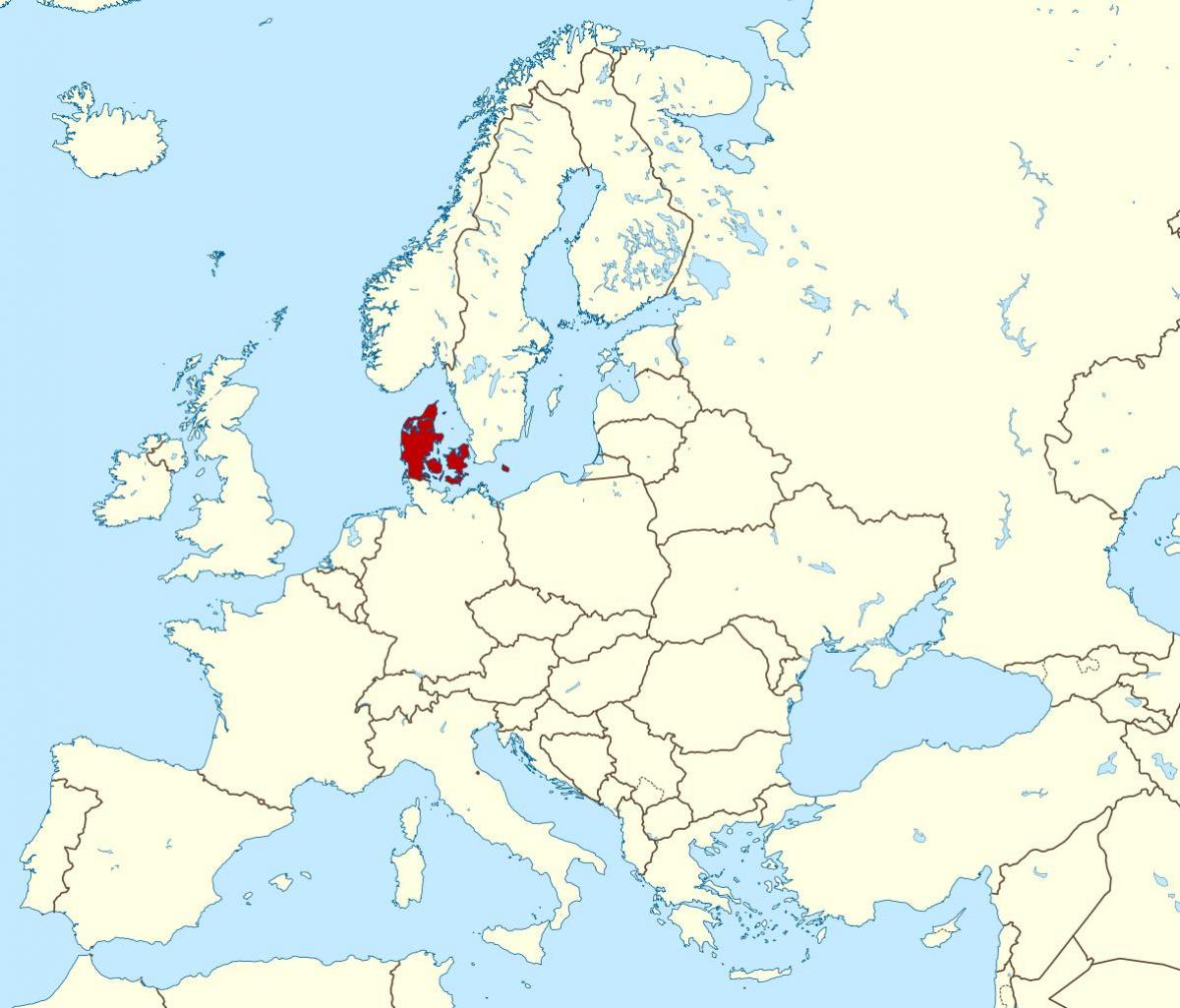 地图丹麦的位置，在世界 
