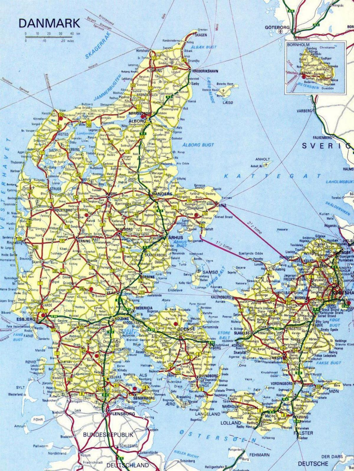 丹麦地图与城市