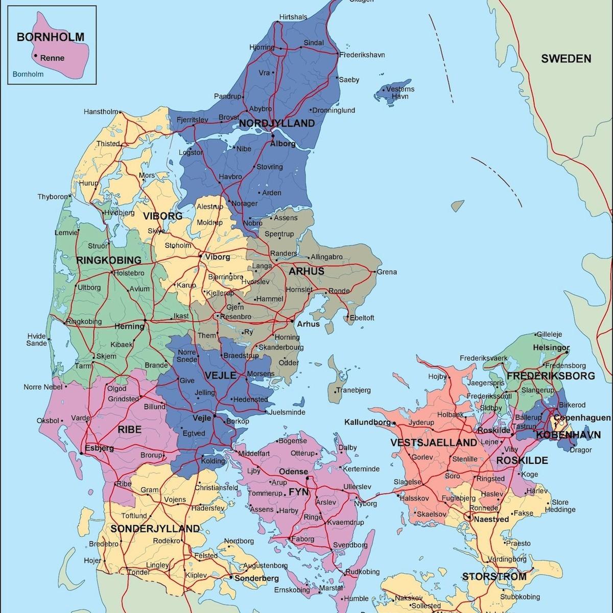 地图丹麦政治 