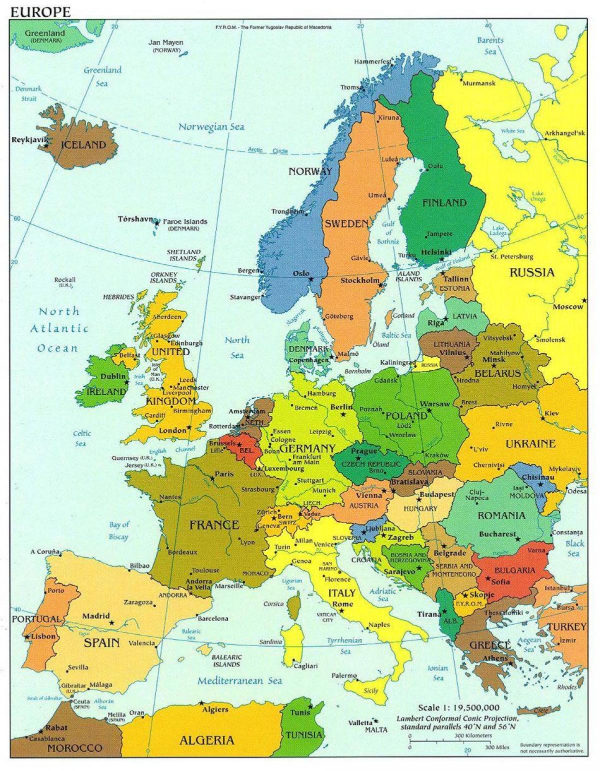 欧洲地图表示丹麦