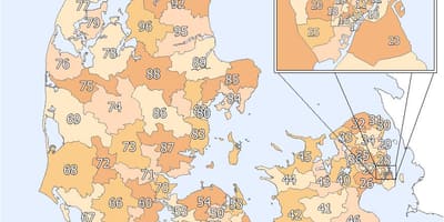丹麦的邮政编码的地图