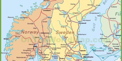 地图的丹麦和挪威